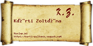 Kürti Zoltána névjegykártya